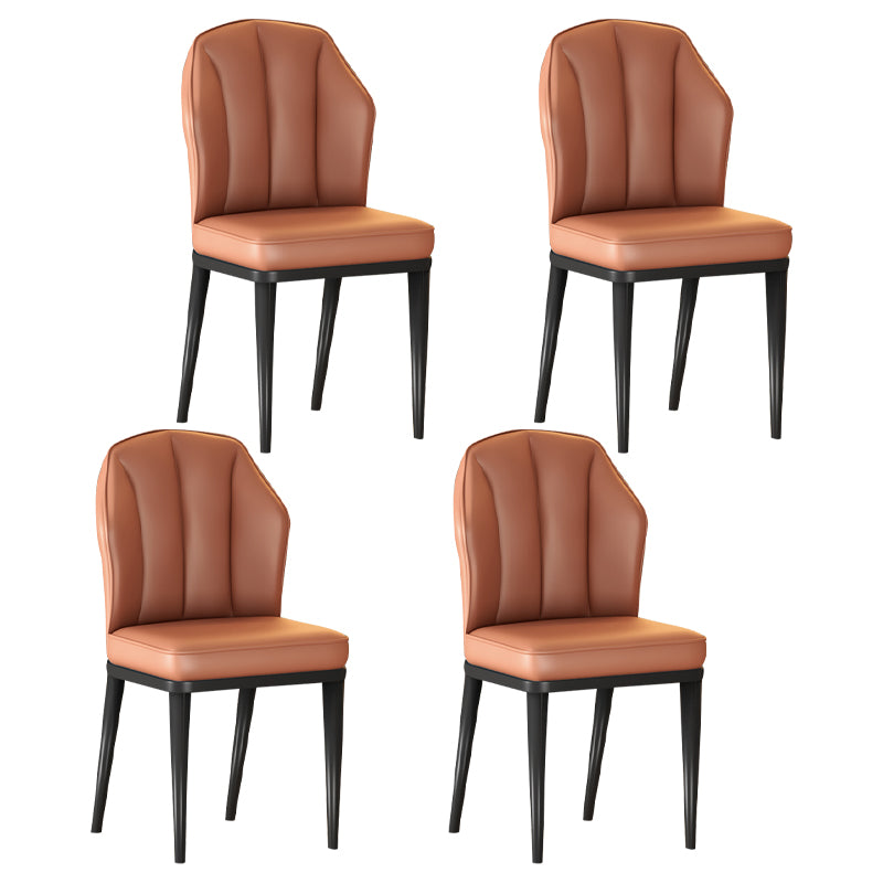 Sillas sin brazos de comedor de metal Glam tapizadas sillas de cuero para restaurante