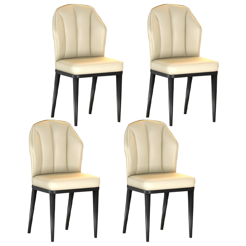 Sillas sin brazos de comedor de metal Glam tapizadas sillas de cuero para restaurante