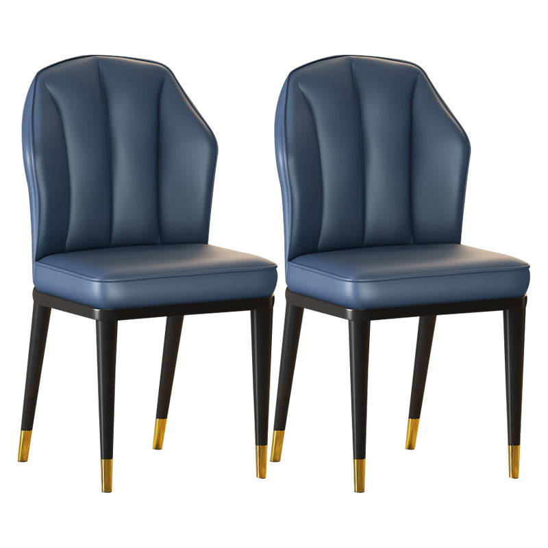 Sillas sin brazos de comedor de metal Glam tapizadas sillas de cuero para restaurante