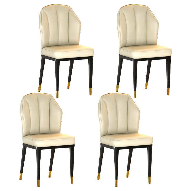 Sillas sin brazos de comedor de metal Glam tapizadas sillas de cuero para restaurante