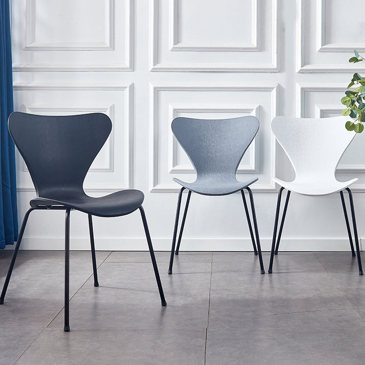 Sillas de comedor de metal contemporáneo, silla lateral sin brazos para cocina