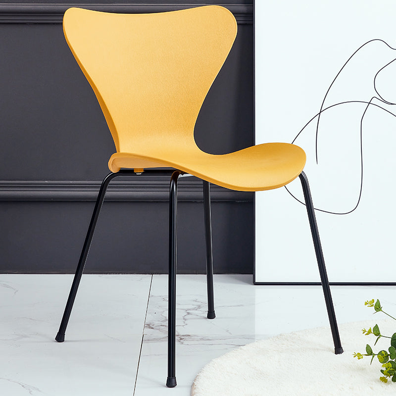 Sillas de comedor de metal contemporáneo, silla lateral sin brazos para cocina