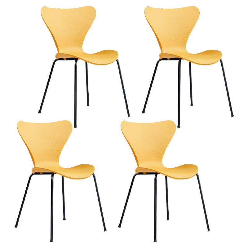 Sillas de comedor de metal contemporáneo, silla lateral sin brazos para cocina