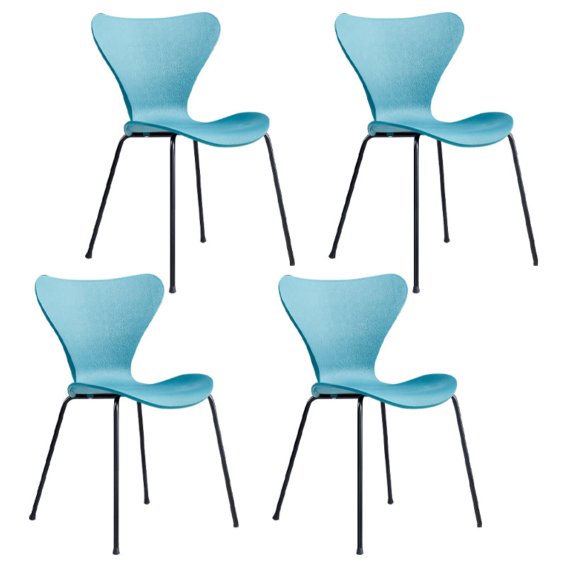 Sillas de comedor de metal contemporáneo, silla lateral sin brazos para cocina