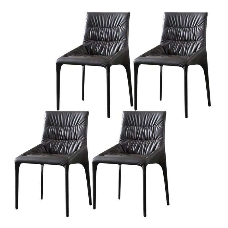 Silla de comedor de metal de estilo moderno, silla lateral sin brazos de comedor de cuero para cocina