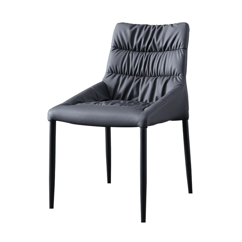 Silla de comedor de metal de estilo moderno, silla lateral sin brazos de comedor de cuero para cocina