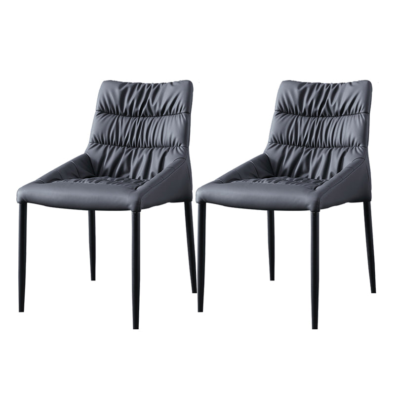 Silla de comedor de metal de estilo moderno, silla lateral sin brazos de comedor de cuero para cocina