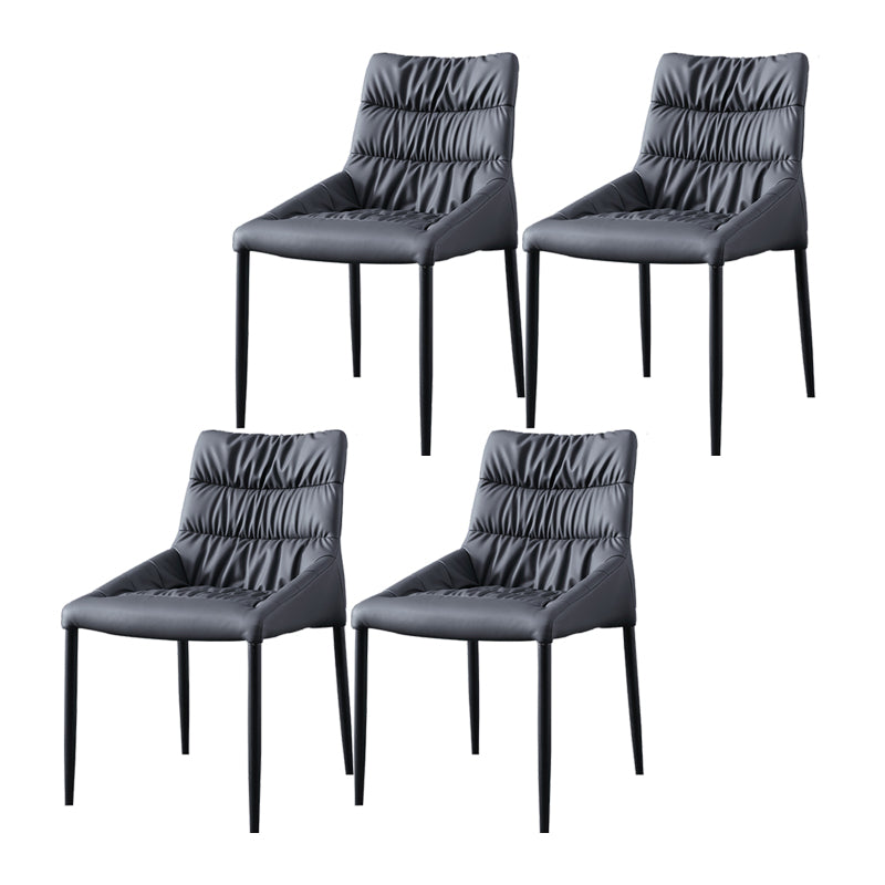 Silla de comedor de metal de estilo moderno, silla lateral sin brazos de comedor de cuero para cocina