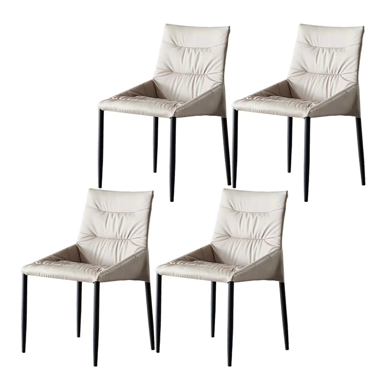 Silla de comedor de metal de estilo moderno, silla lateral sin brazos de comedor de cuero para cocina