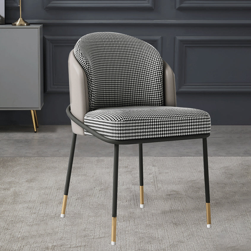 Silla de comedor de metal Glam, silla sin brazos lateral de comedor tapizada para uso en restaurantes