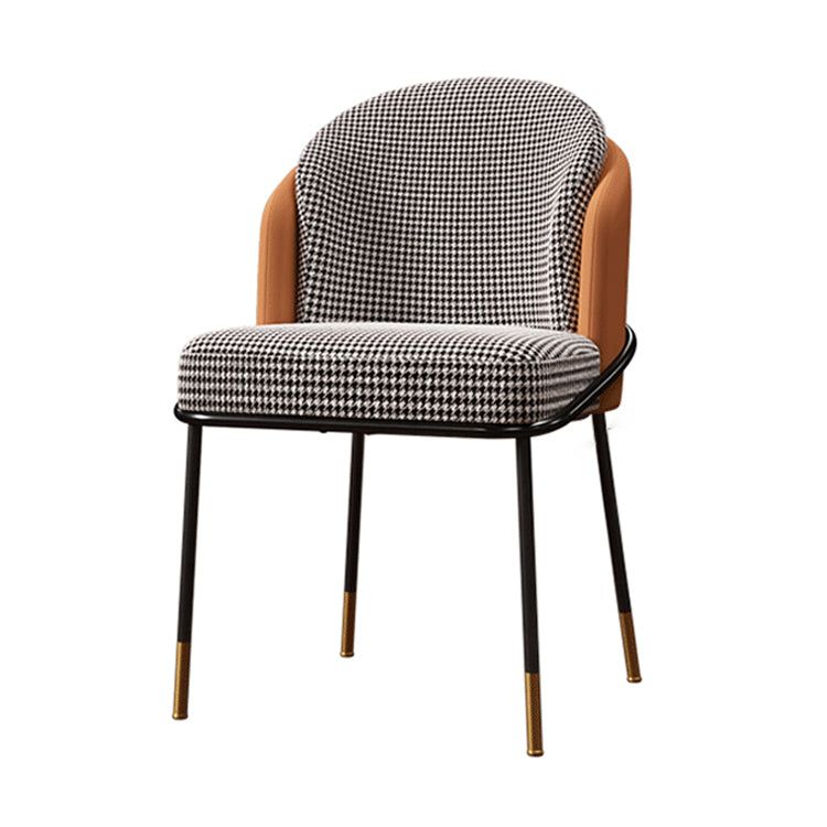 Silla de comedor de metal Glam, silla sin brazos lateral de comedor tapizada para uso en restaurantes