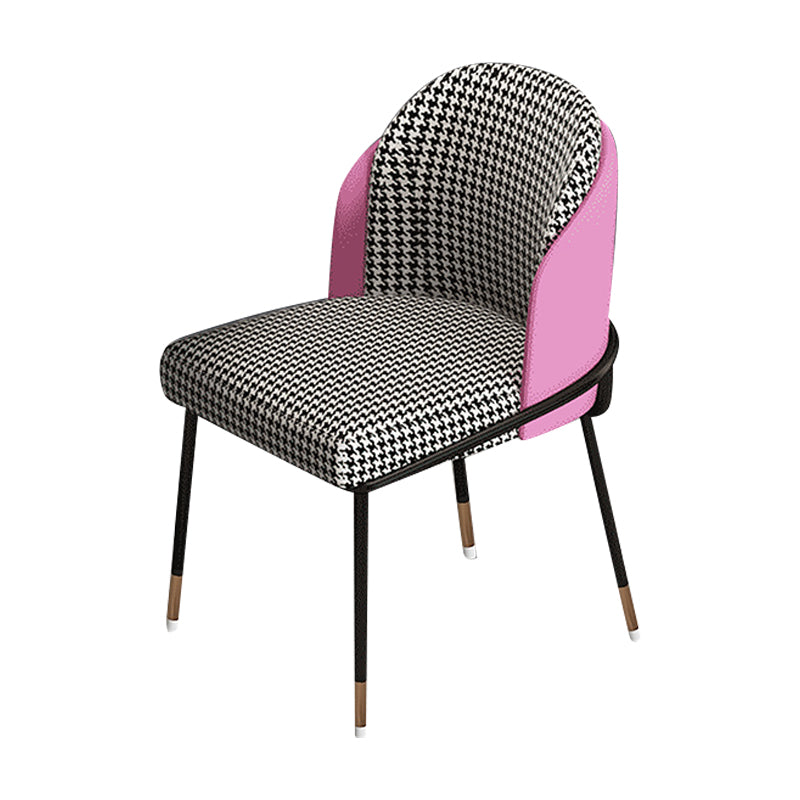 Silla de comedor de metal Glam, silla sin brazos lateral de comedor tapizada para uso en restaurantes
