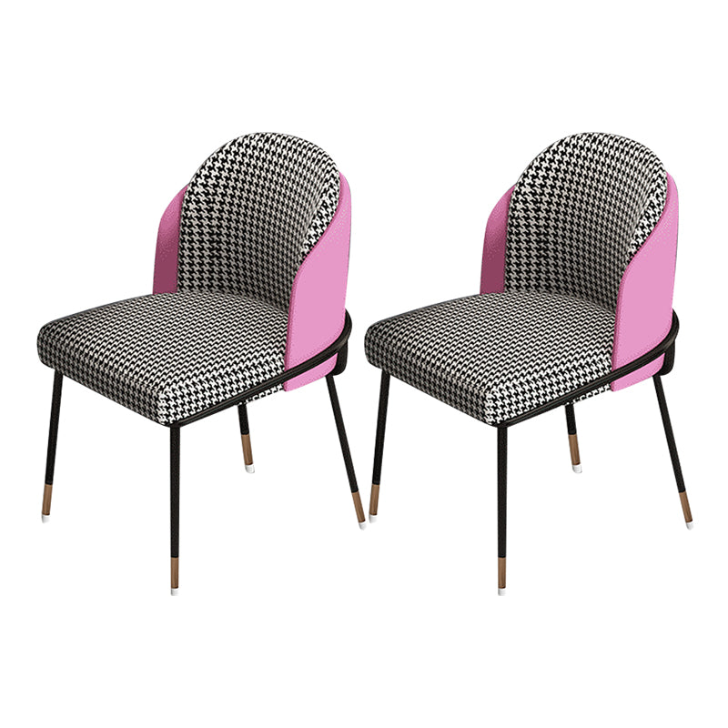 Silla de comedor de metal Glam, silla sin brazos lateral de comedor tapizada para uso en restaurantes