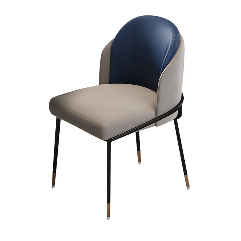 Silla de comedor de metal Glam, silla sin brazos lateral de comedor tapizada para uso en restaurantes