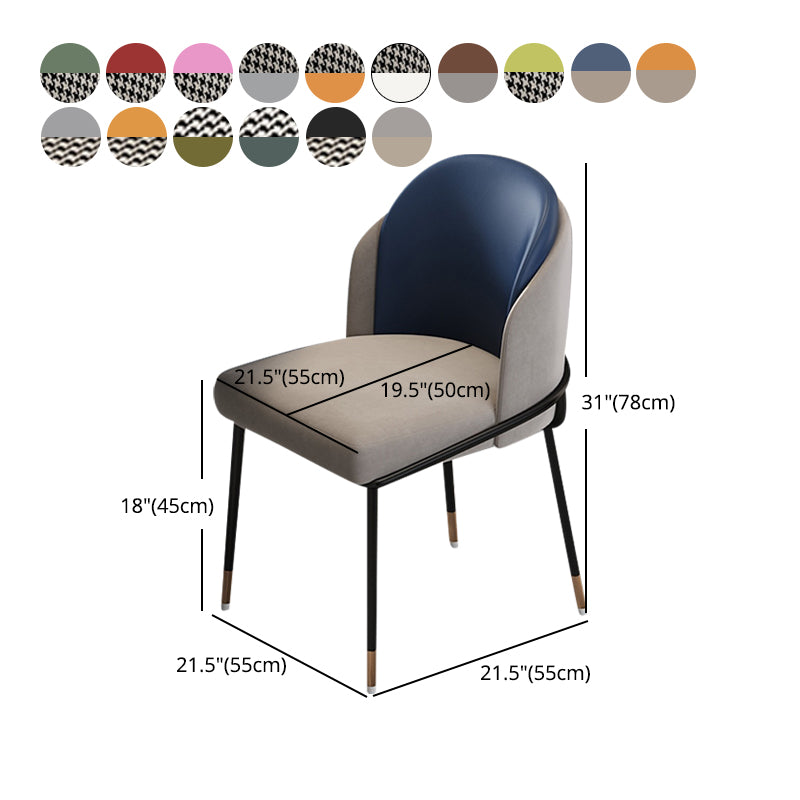 Silla de comedor de metal Glam, silla sin brazos lateral de comedor tapizada para uso en restaurantes