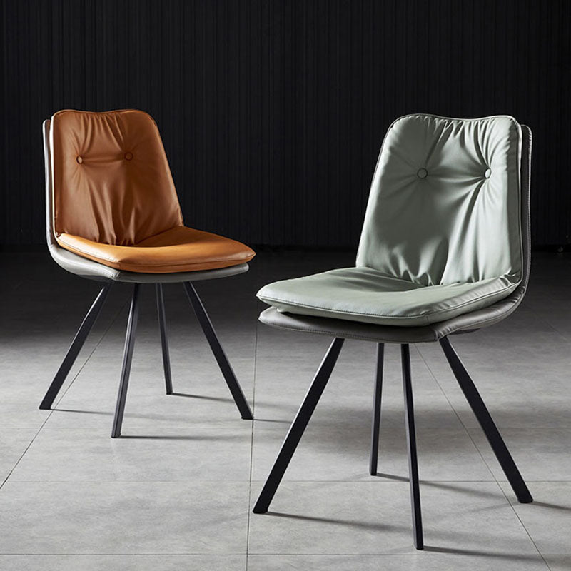 Sillas laterales con respaldo sólido sin brazos de diseño minimalista Sillas de comedor de cuero