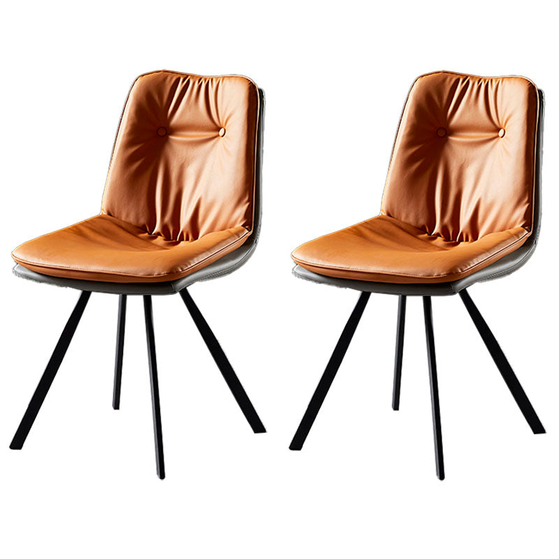 Sillas laterales con respaldo sólido sin brazos de diseño minimalista Sillas de comedor de cuero