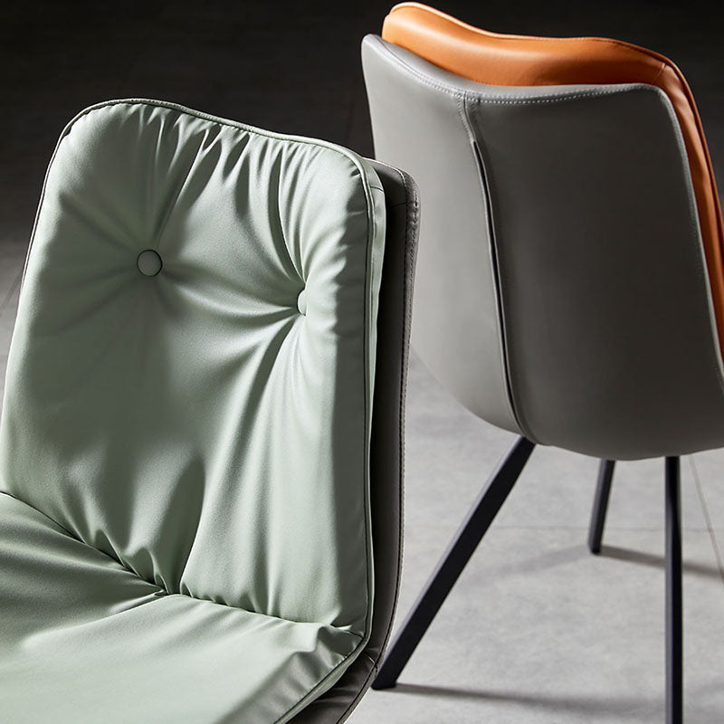 Sillas laterales con respaldo sólido sin brazos de diseño minimalista Sillas de comedor de cuero