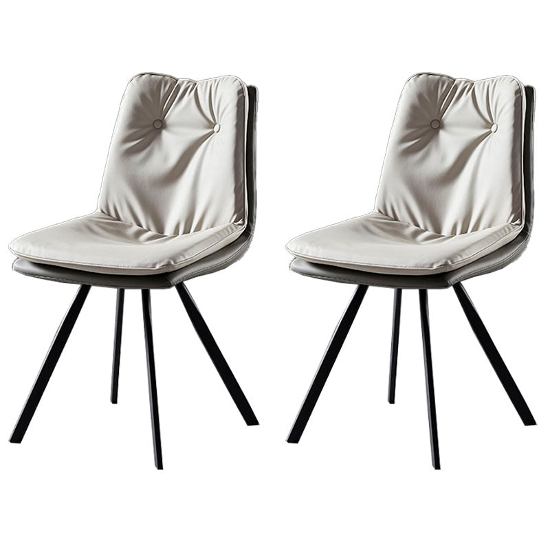 Sillas laterales con respaldo sólido sin brazos de diseño minimalista Sillas de comedor de cuero