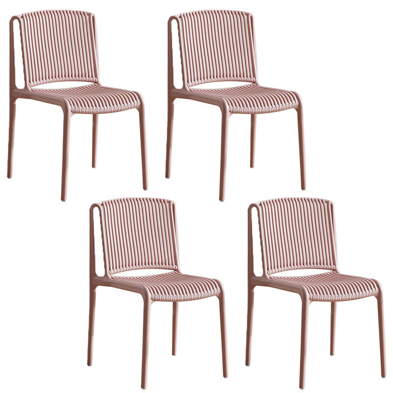 Silla sin brazos de comedor de plástico de estilo contemporáneo, respaldo abierto, sillas laterales para el hogar