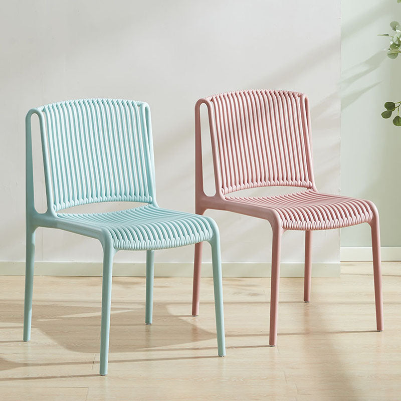 Silla sin brazos de comedor de plástico de estilo contemporáneo, respaldo abierto, sillas laterales para el hogar