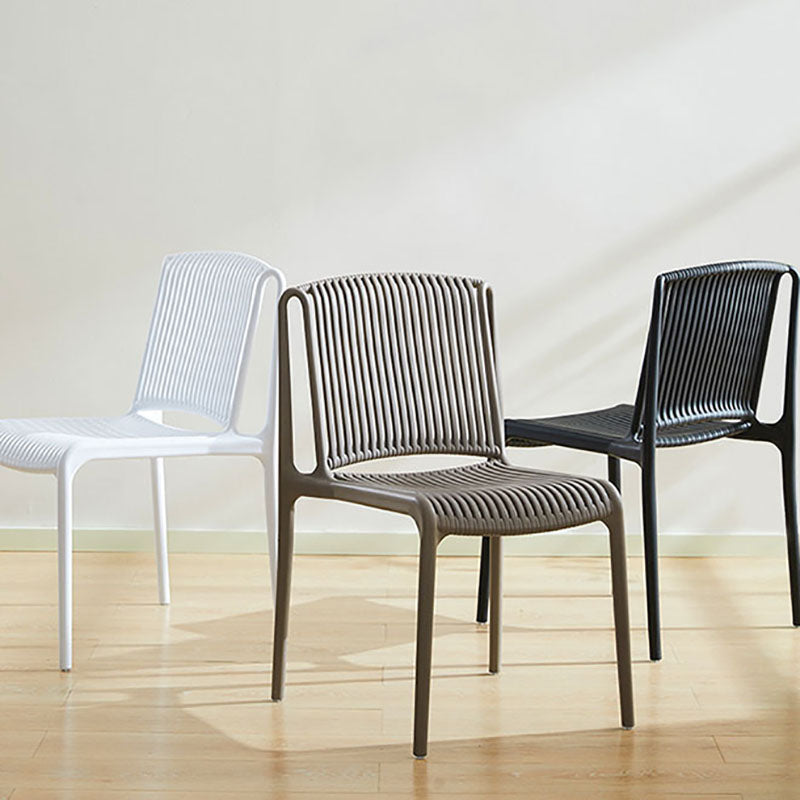 Silla sin brazos de comedor de plástico de estilo contemporáneo, respaldo abierto, sillas laterales para el hogar