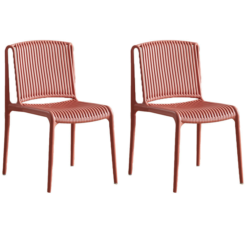 Silla sin brazos de comedor de plástico de estilo contemporáneo, respaldo abierto, sillas laterales para el hogar