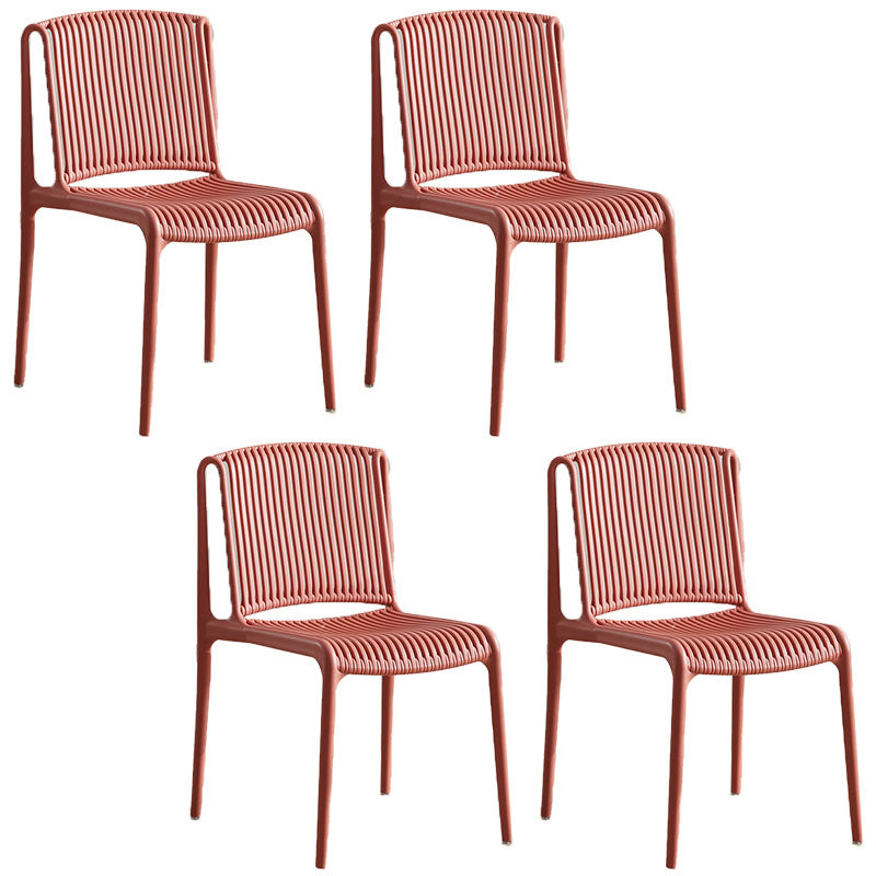 Silla sin brazos de comedor de plástico de estilo contemporáneo, respaldo abierto, sillas laterales para el hogar