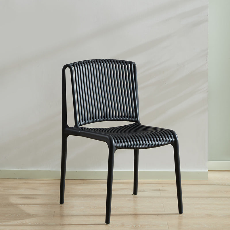 Silla sin brazos de comedor de plástico de estilo contemporáneo, respaldo abierto, sillas laterales para el hogar