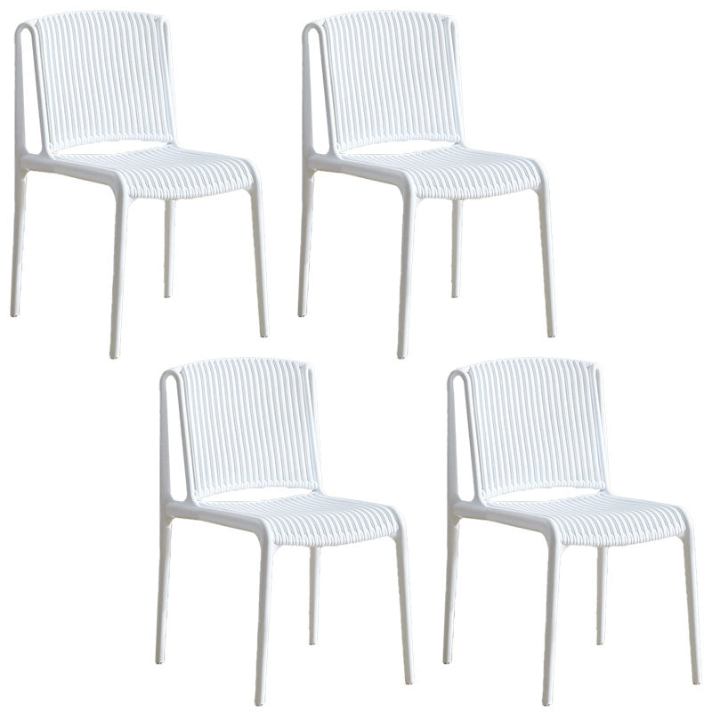 Silla sin brazos de comedor de plástico de estilo contemporáneo, respaldo abierto, sillas laterales para el hogar