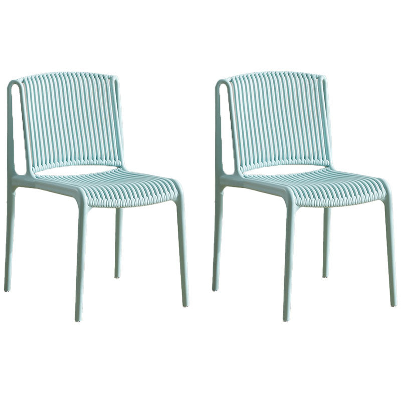 Silla sin brazos de comedor de plástico de estilo contemporáneo, respaldo abierto, sillas laterales para el hogar