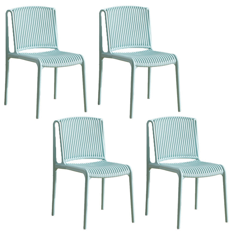Silla sin brazos de comedor de plástico de estilo contemporáneo, respaldo abierto, sillas laterales para el hogar