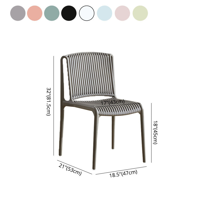 Silla sin brazos de comedor de plástico de estilo contemporáneo, respaldo abierto, sillas laterales para el hogar