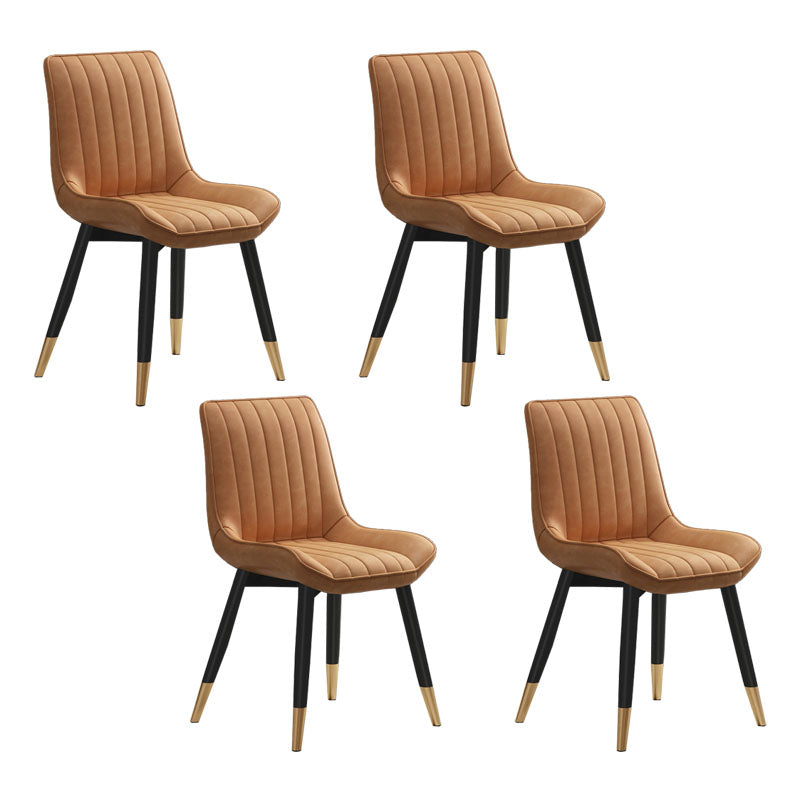 Silla auxiliar de comedor contemporánea Silla Parsons curvada de cuero con acabado mate