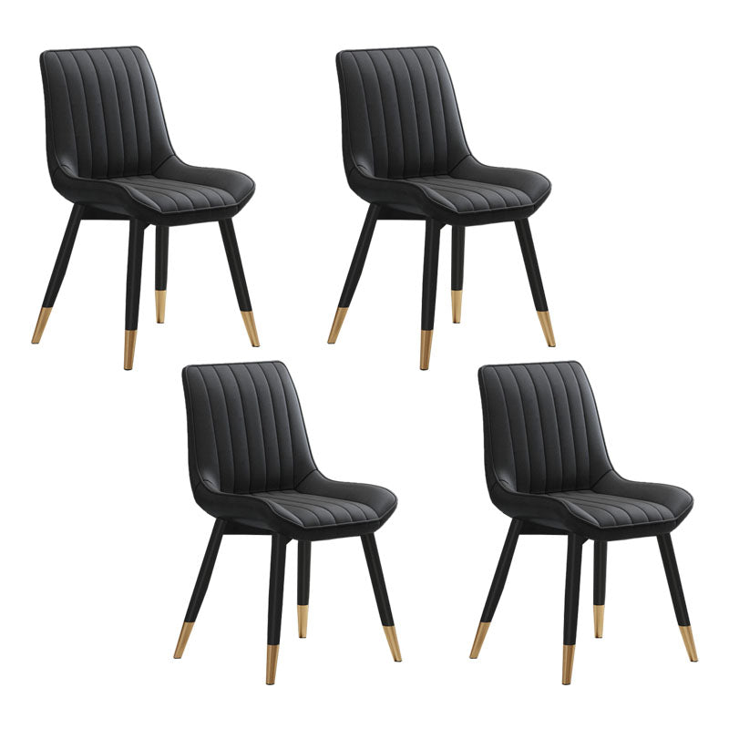 Silla auxiliar de comedor contemporánea Silla Parsons curvada de cuero con acabado mate