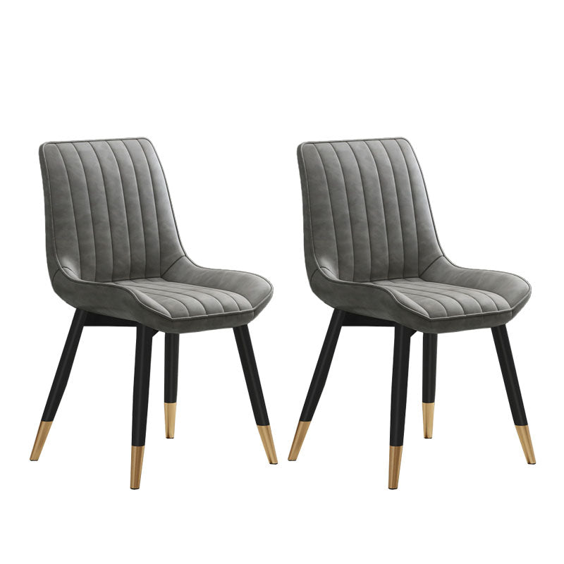 Silla auxiliar de comedor contemporánea Silla Parsons curvada de cuero con acabado mate
