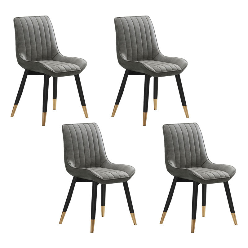 Silla auxiliar de comedor contemporánea Silla Parsons curvada de cuero con acabado mate