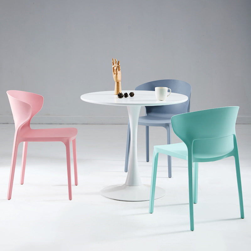 Silla lateral de plástico moderna para interiores y exteriores, silla con respaldo