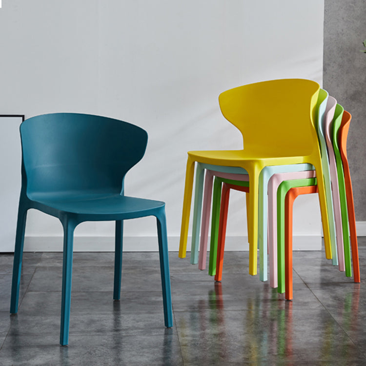 Silla lateral de plástico moderna para interiores y exteriores, silla con respaldo