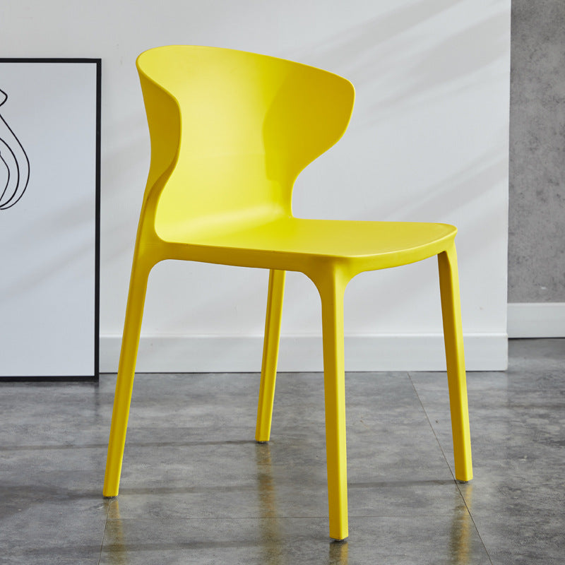 Silla lateral de plástico moderna para interiores y exteriores, silla con respaldo