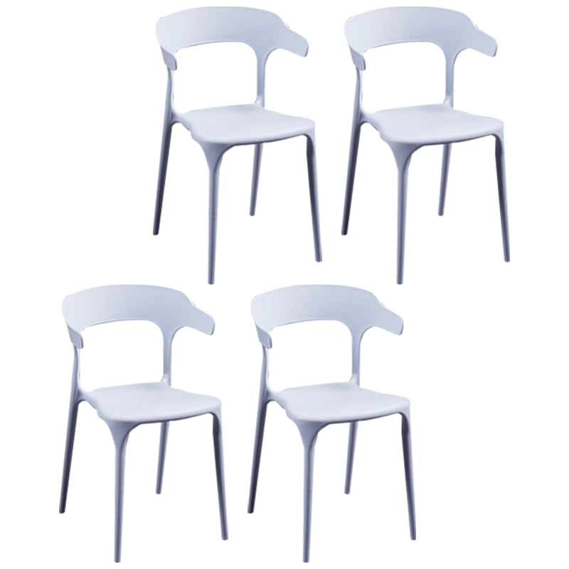 Sillón escandinavo de plástico para interior y exterior, silla de comedor con respaldo abierto