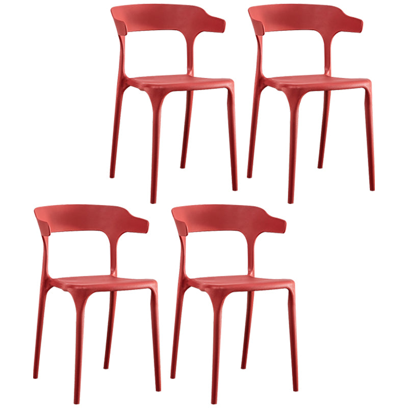 Sillón escandinavo de plástico para interior y exterior, silla de comedor con respaldo abierto