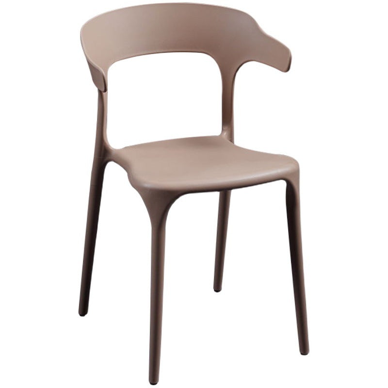 Sillón escandinavo de plástico para interior y exterior, silla de comedor con respaldo abierto