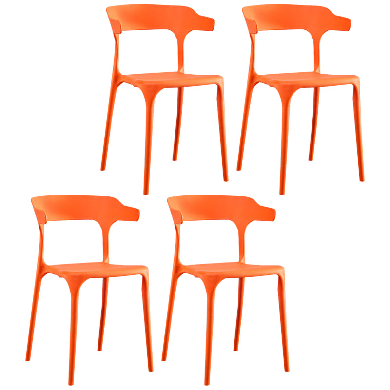 Sillón escandinavo de plástico para interior y exterior, silla de comedor con respaldo abierto