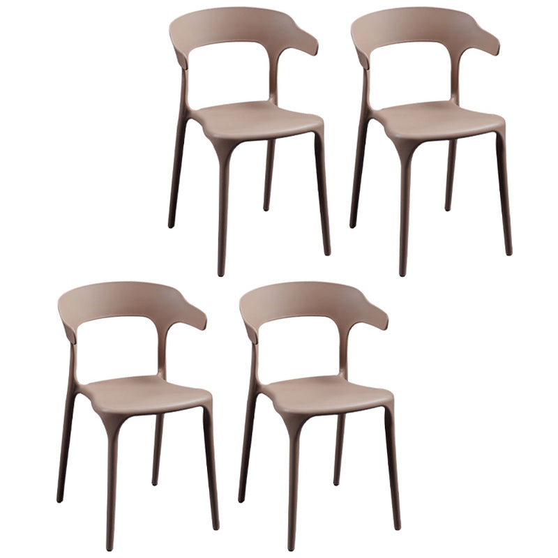 Sillón escandinavo de plástico para interior y exterior, silla de comedor con respaldo abierto