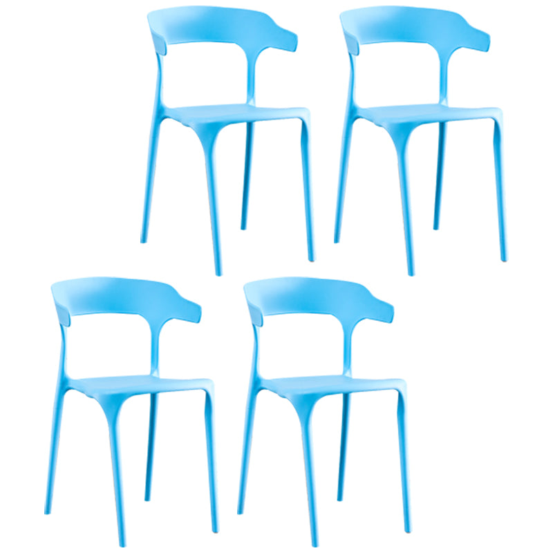 Sillón escandinavo de plástico para interior y exterior, silla de comedor con respaldo abierto