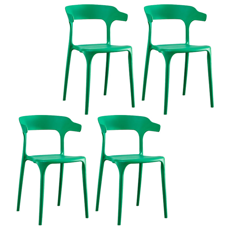 Sillón escandinavo de plástico para interior y exterior, silla de comedor con respaldo abierto
