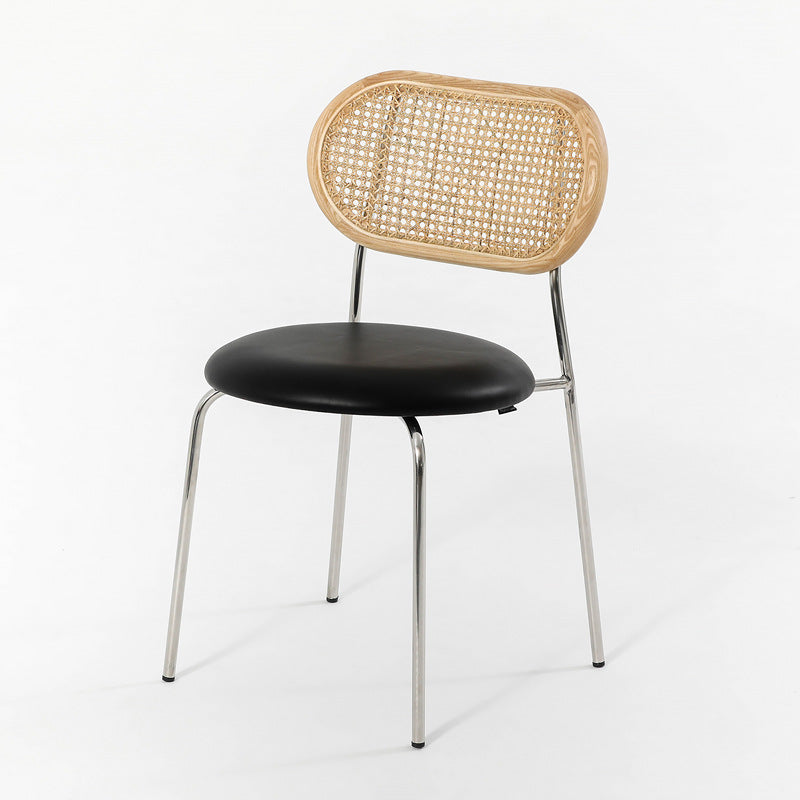 Silla sin brazos contemporánea, silla con respaldo abierto curvado de cuero con acabado mate para patio