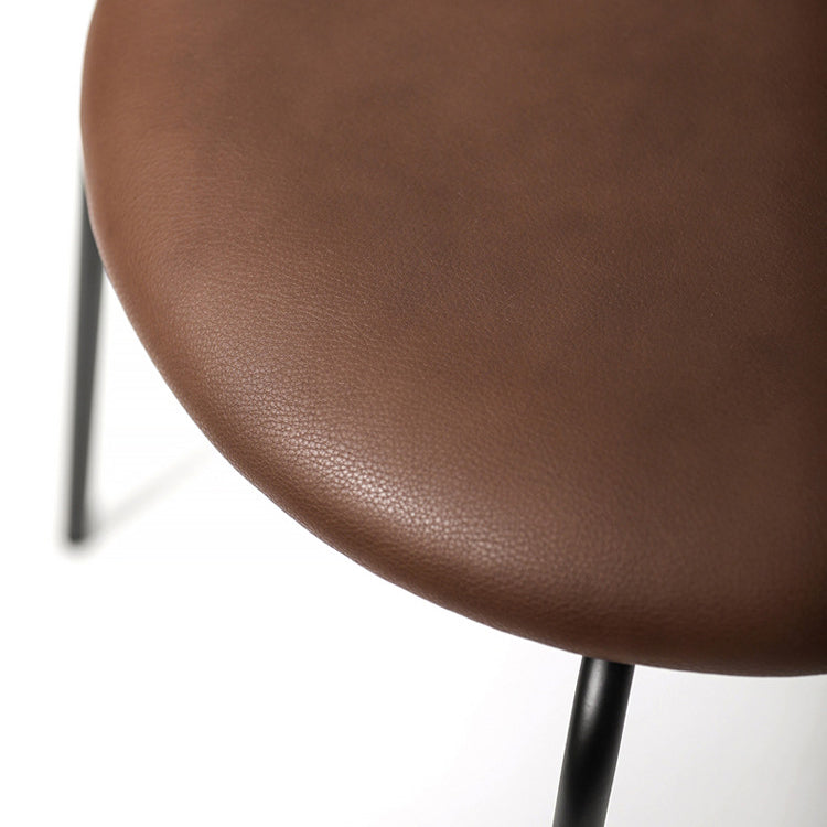Silla sin brazos contemporánea, silla con respaldo abierto curvado de cuero con acabado mate para patio
