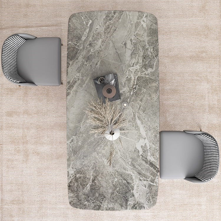 Nordic 1/2/3/5/7 Pieces Dining Set with Sintered Stone Table and Leather Chairs Dining Set